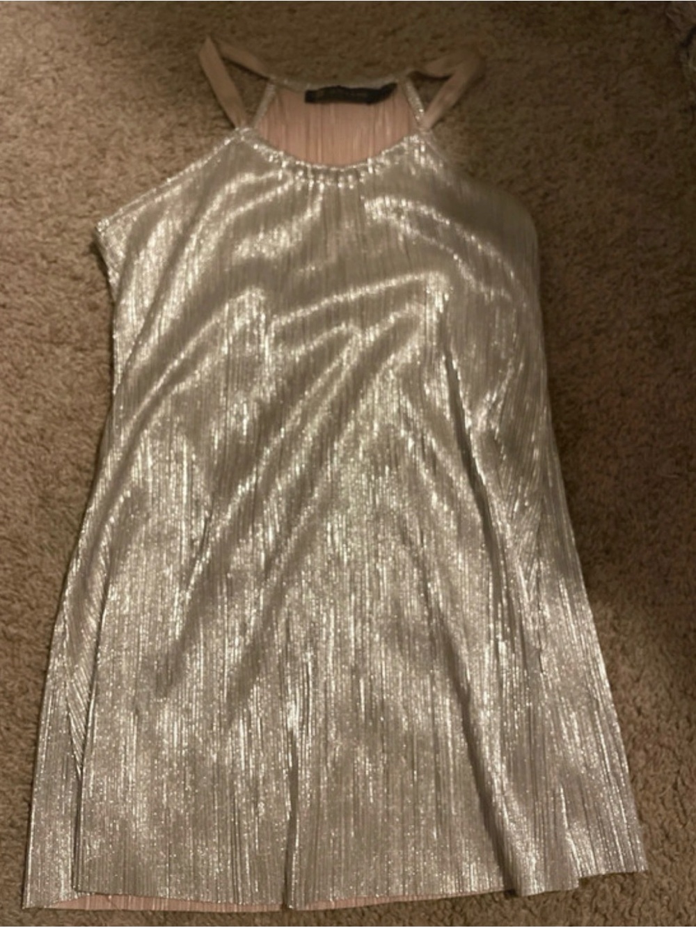 Outback Red Metallic Pleated Silver Party Sleeveless blouse top
